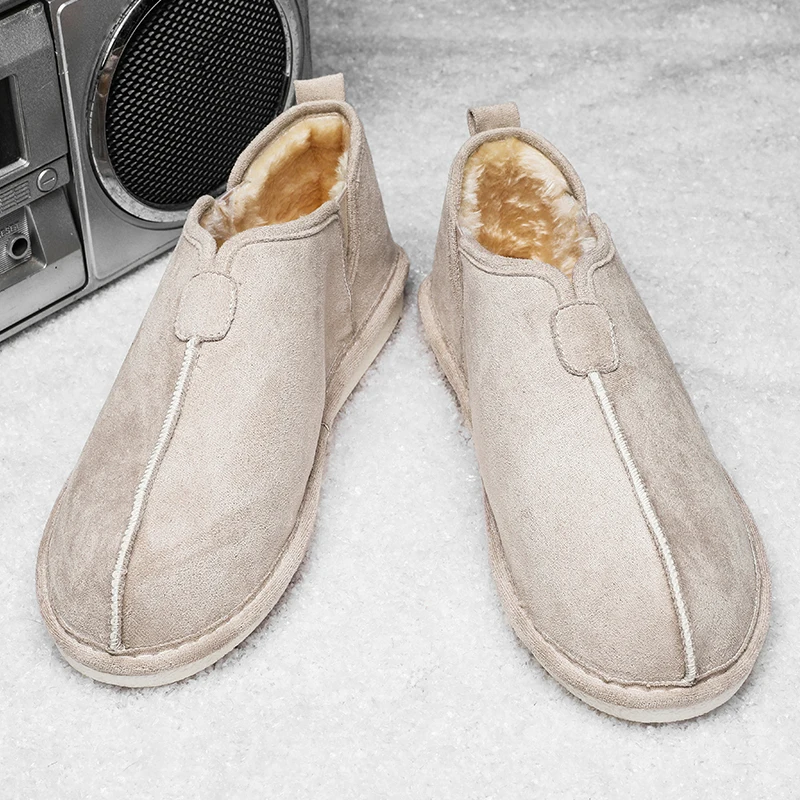 Мужские зимние ботинки YOUSHU Нескользящие удобные теплые кроссовки на плоской