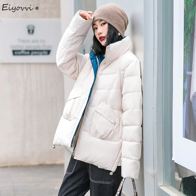 

Зимняя куртка, новая женская одежда для хлеба, модная утепленная теплая облегающая короткая куртка с воротником-стойкой, Корейская парка, б...