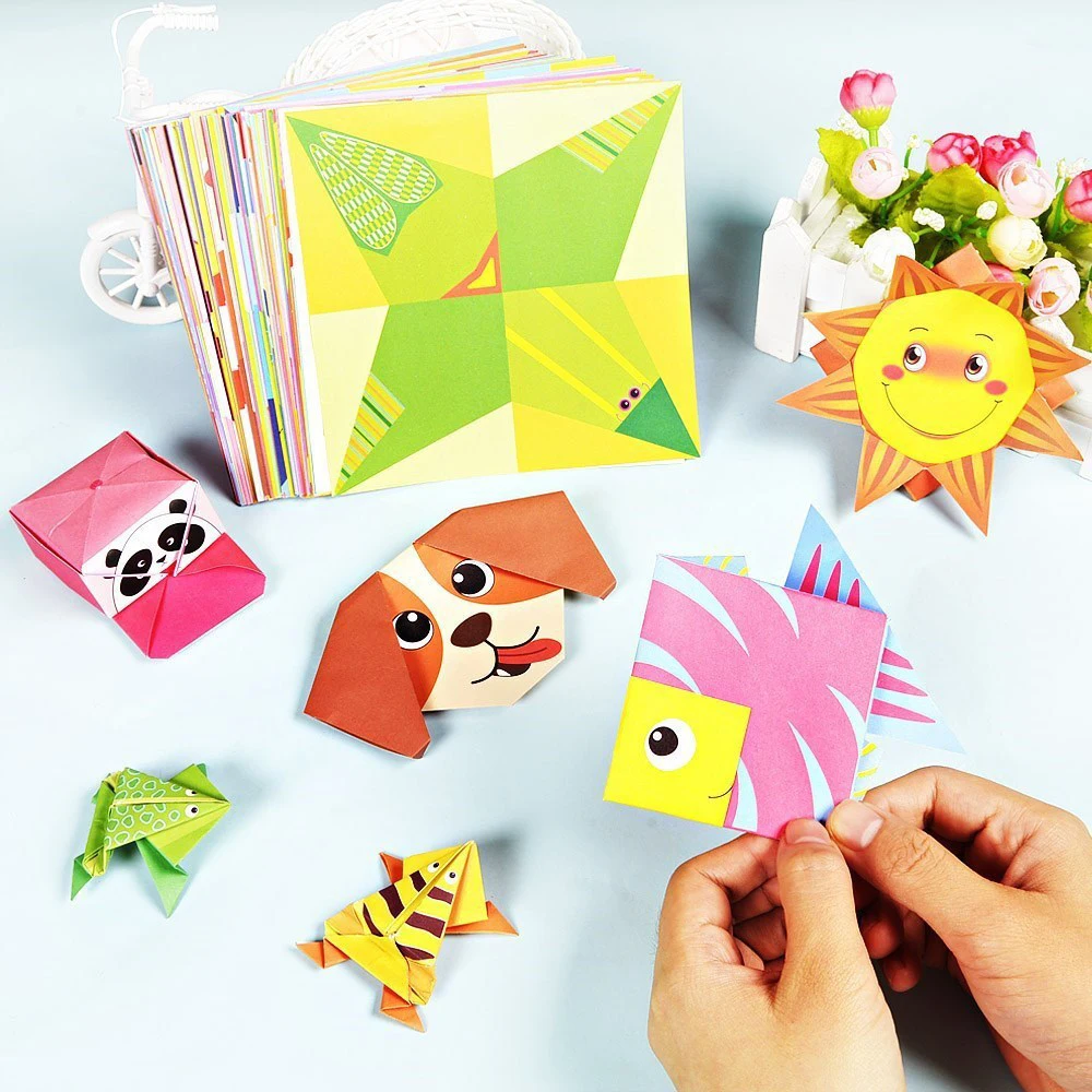 

54 Pages Montessori Toys DIY Kids Craft Toy 3D Cartoon Animal Origami Handcraft Paper Art Learning Educational Toys for Children