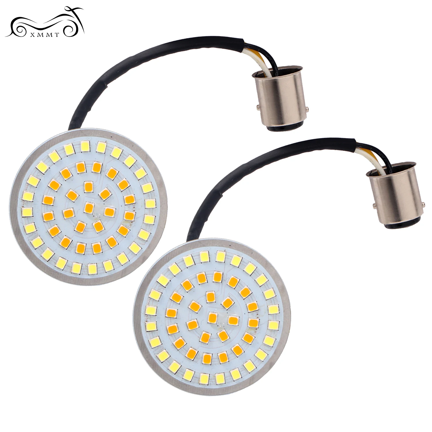 Motorcycle 2&quot Bullet Style White/Amber 1157 LED Inserts Turn Signal Light Panel For Harley Sportster Softail Touring Dyna |