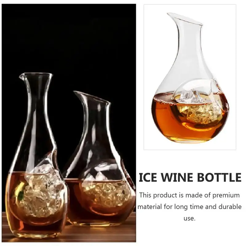 

1Pc 385ml Japanese Style Ice Wine Bottle Creative Glass Decanter Wine Pourer Japanese Crystal Glass Slant Mouth Ice Wine Pot