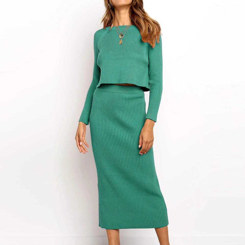 Комплект из 2 предметов облегающие топы и юбка-карандаш Осенняя кофта вязаные