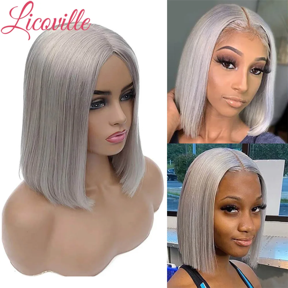 

Парик из серых человеческих волос, парик из натуральных человеческих волос, полностью машинное изготовление, парик из натуральных человече...