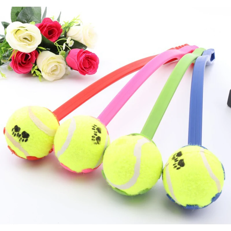 

High Elastic Ball Pet Dog Toy Rubber Handle Throwing Balls Rod Interactive Chew Bite Elasticity Balls With Rod Pet Toys Baseball