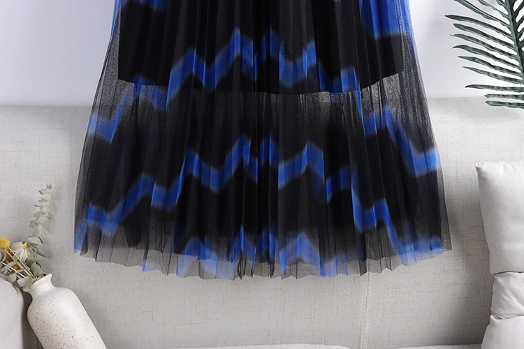 

GTGYFF Fashion Skirts Womens 2021 Summer Elastic High Waist Midi Pleated Ombre Mesh Tulle Skirt Ladies Casual Saias Femme Faldas