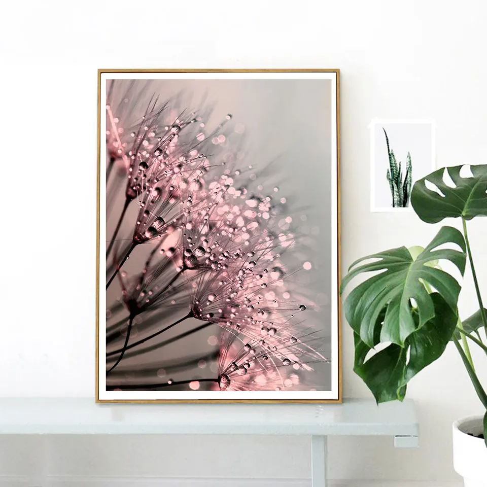 Плакат с одуванчиком росы планшетом Картина на холсте Цветы настенное искусство