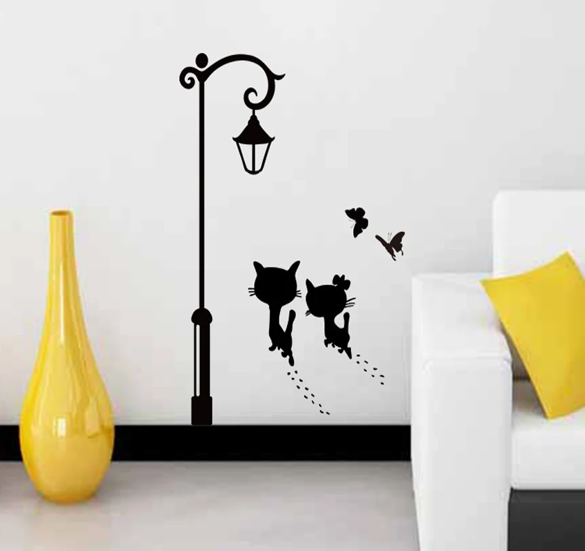 Наклейки на стену с изображением кошки декоративные наклейки в виде бабочки для