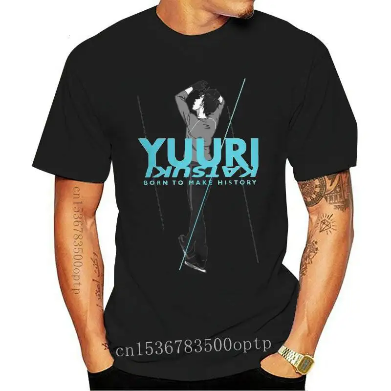 

Yuuri Katsuki Born To Make History T-Shirts for Men Vintage Pure Cotton Tee Shirt Round Neck Short Sleeve T Shirt Gift Idea Tops