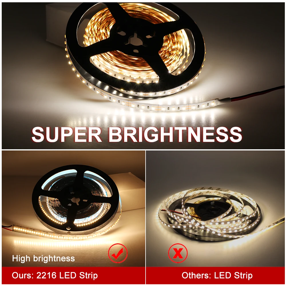Светодиодная лента высокой яркости гибкая светильник ная SMD 2216 CRI 90 12 В 120