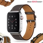 Бизнес Натуральная кожа кожаный браслет ремень ремешок для наручных часов Apple Watch 6 SE 5 4, 42 мм, 38 мм, Версия 44 мм 40 мм ремешок на умных наручных часов iWatch, версия 1, 2, 3, ремешок для часов