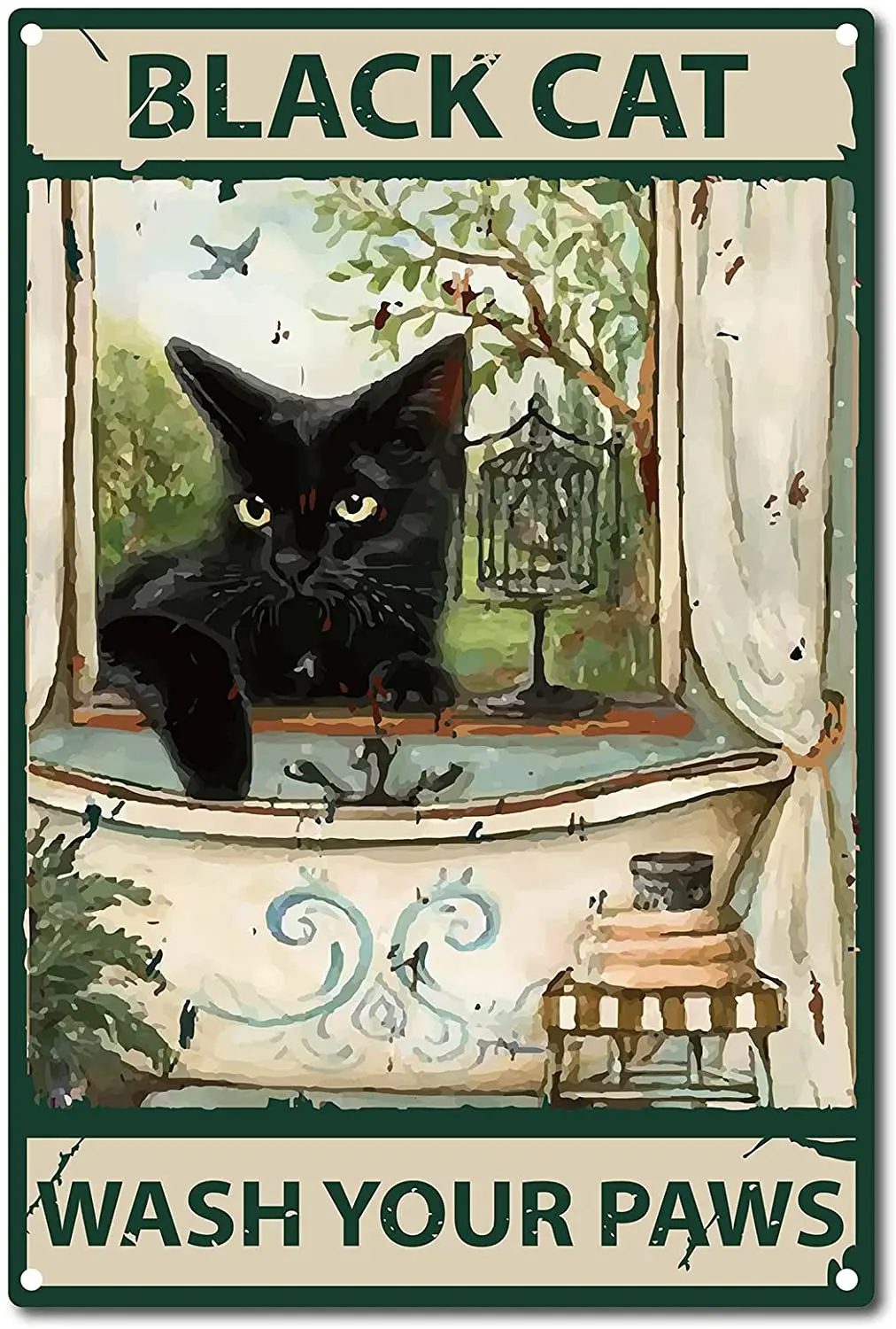 

Забавная цитата для ванной, металлический жестяной знак, винтажный черный кот, вымыть ваши лапы, знак для ванной, кухни, кафе, Настенный деко...