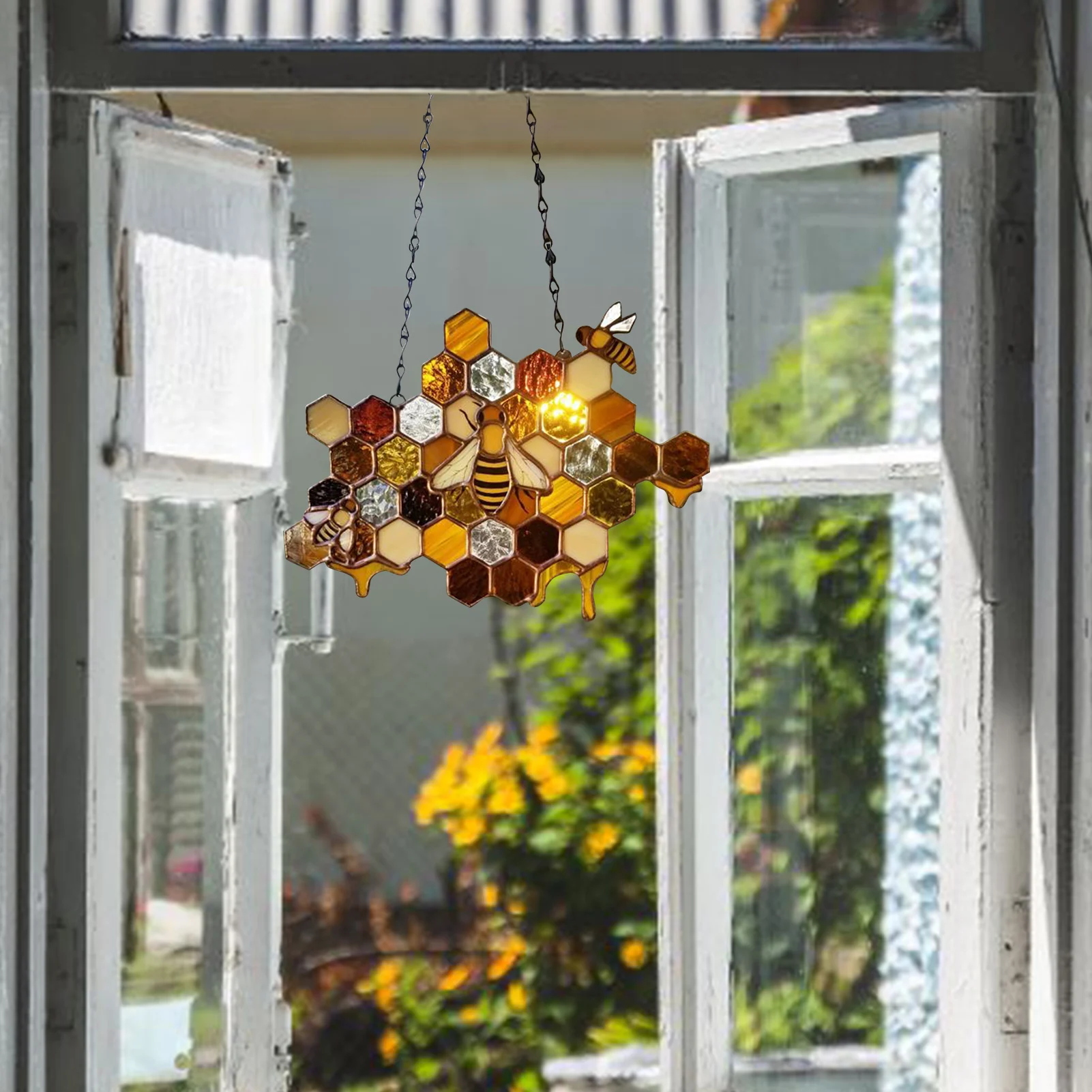 

Bee Honeycomb Hanging Ornament Home Decor Sun Catcher Bee Day Nursery Room Decor For Garden Decoration Outdoor