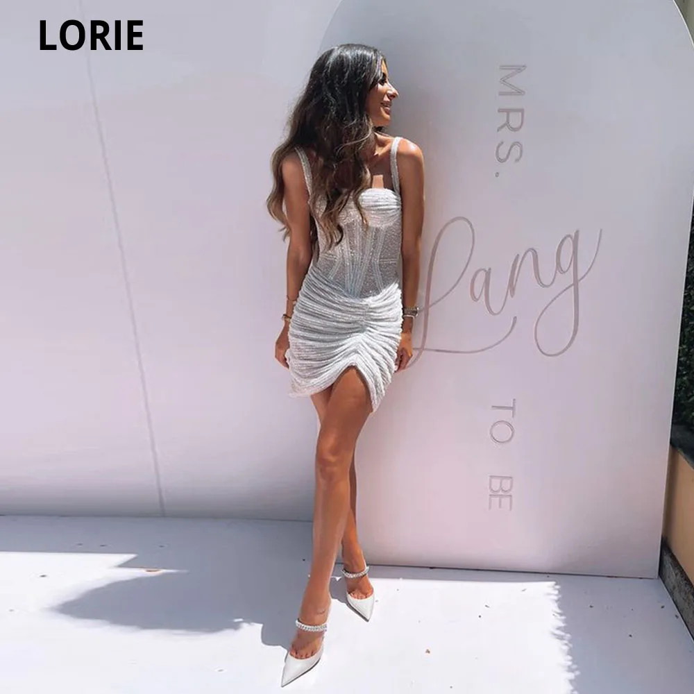 

LORIE White Short Mini Sweetheart Evening Dresses 2022 Robe De Soirée Sexy Sleeveless Club Prom Party Gowns Homecoming Dresses