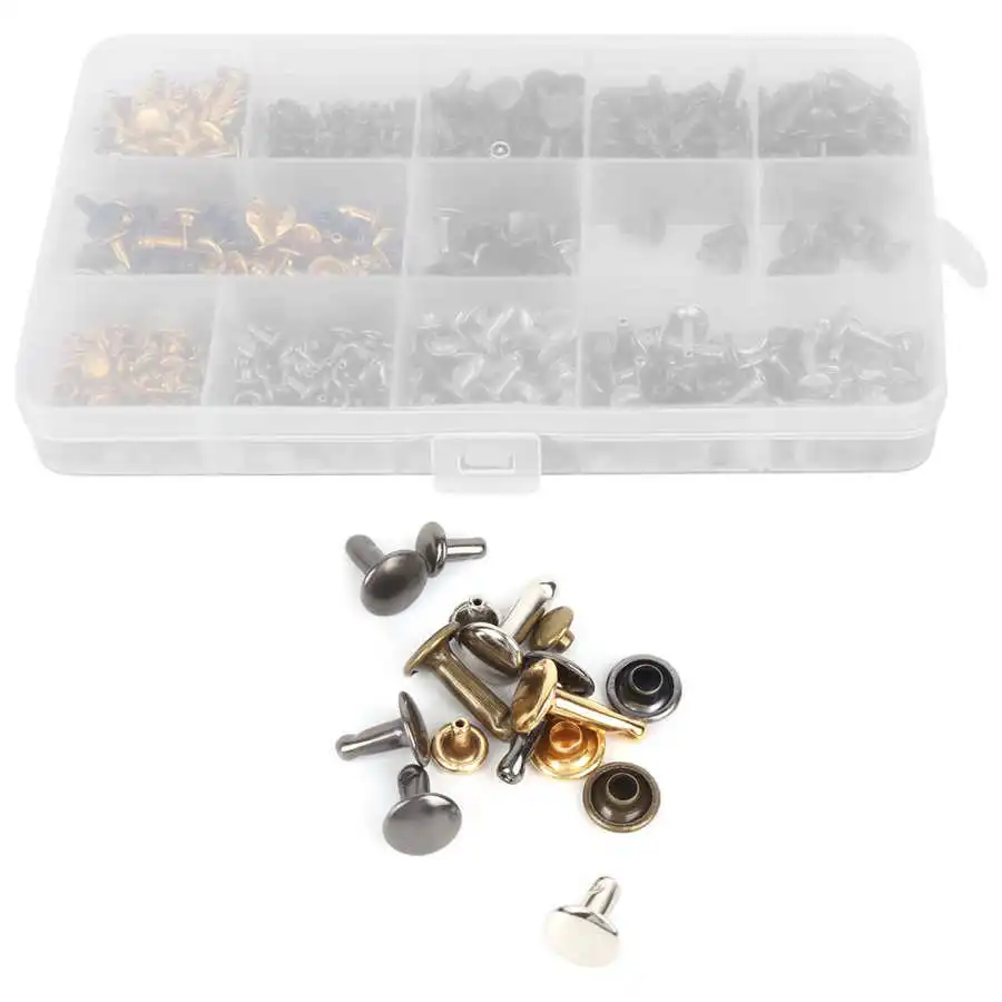 300 комплектов кожаные заклепки двойные шпильки с плоскогубцами для рукоделия