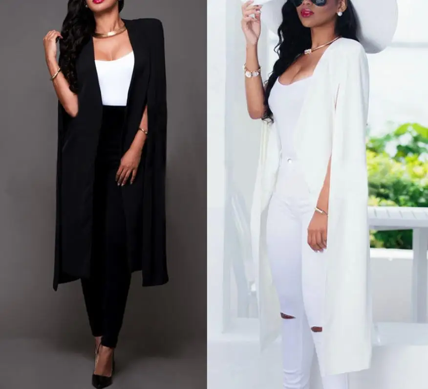 

Fashion Women Long Coat Cloak Cape Blazer Suit Jacket Trench Poncho Outwear Tops Casual Formal Solid Lady Loose Capes Ponchos