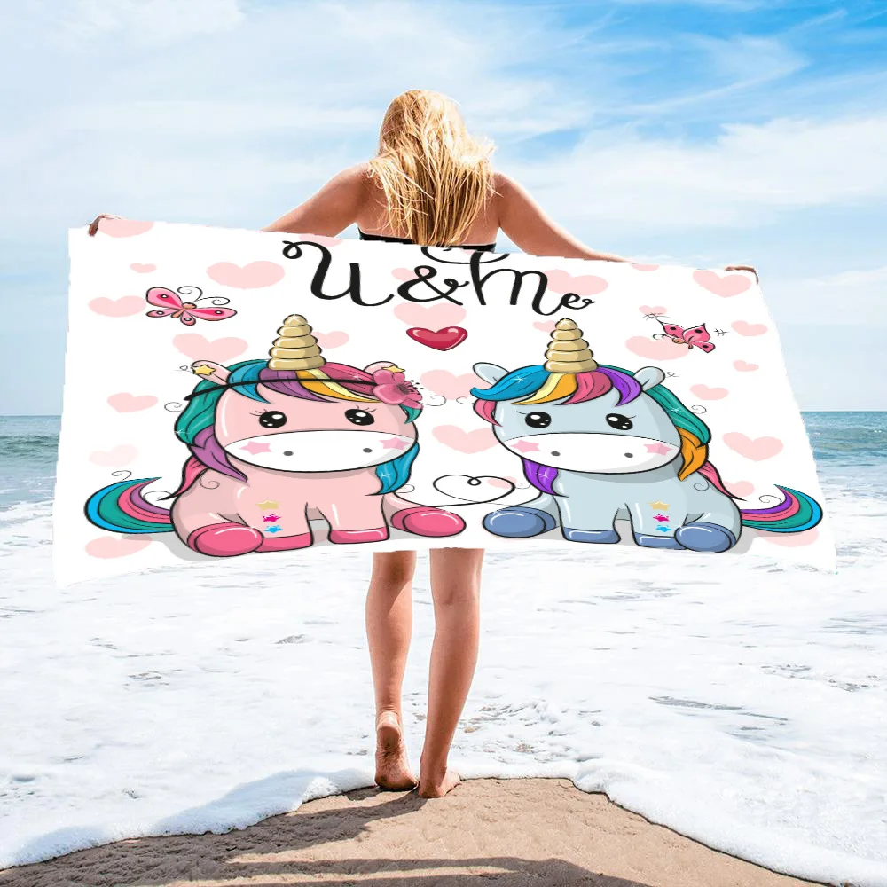 

Rectangular quick-drying beach towel unicorn print beach towel