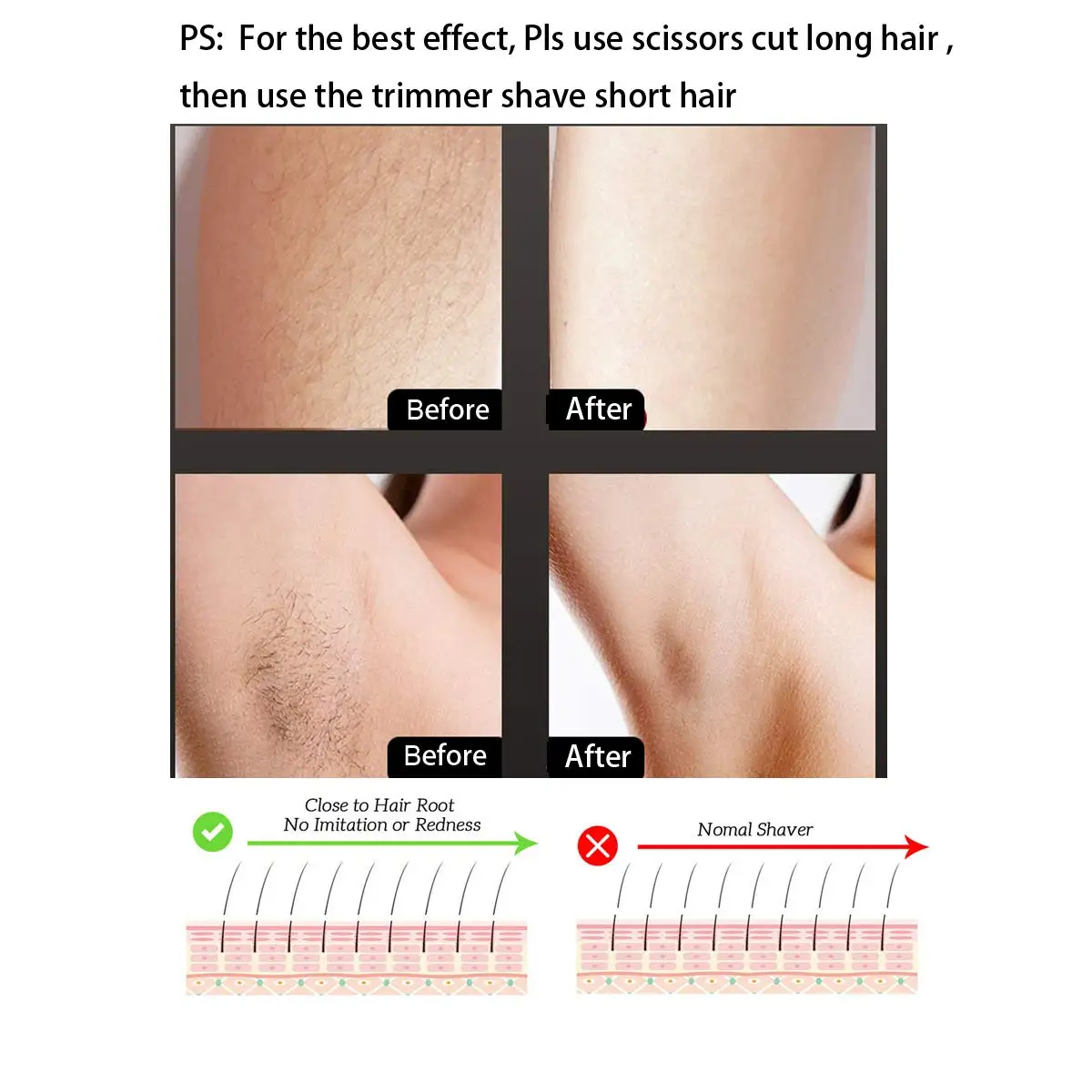 

Mini Hair Removal Electric Epilator 2 in 1 Painless Eyebrow Trimmer Makeup Lipstick Shape Facial Body Razor Underarm Female Trim