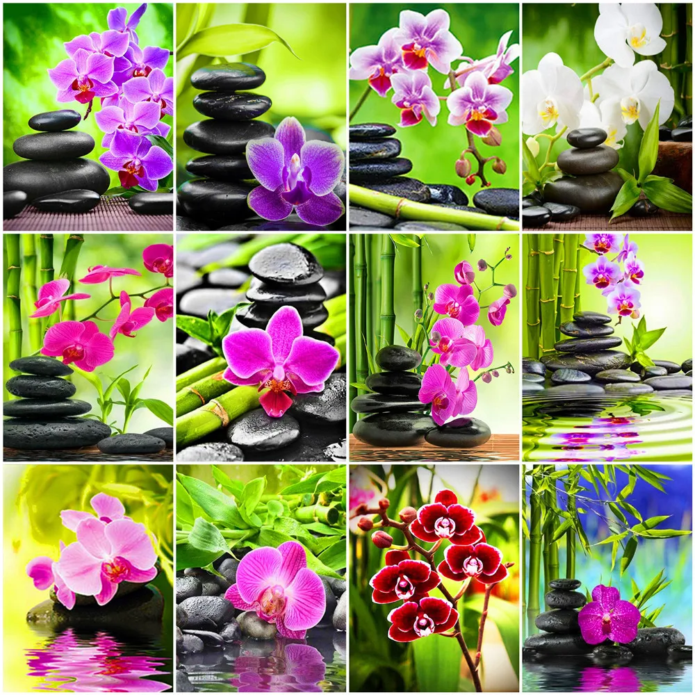 

HUACAN 5D Diamond Painting Flower DIY Mosaic Diamond Full Square Round Painting Rhinestone Cross Stitch Home Decoration