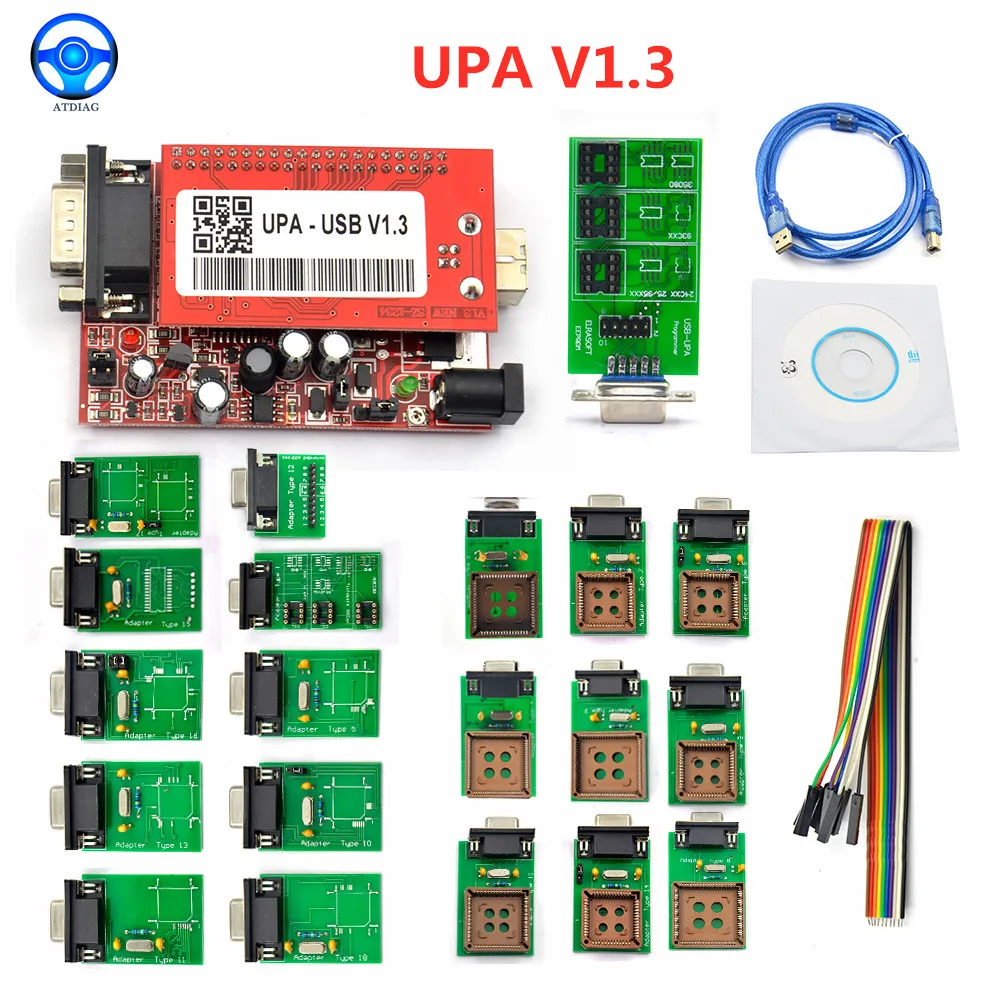 

Программатор UPA Usb V1.3, со склада за рубежом, с полным адаптером, диагностический инструмент UPA-USB