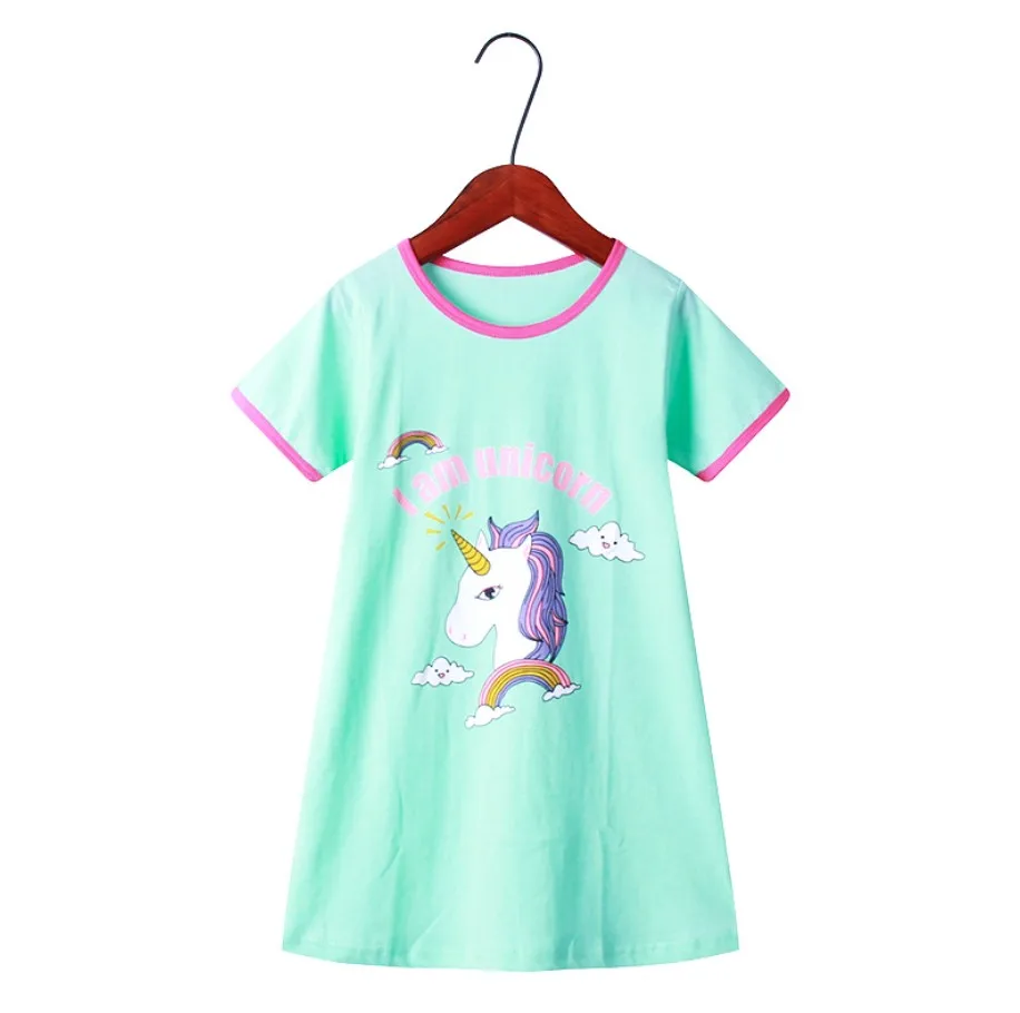 

30 color parent-child summer cotton nightdress, cartoon comfortable short sleeve mother women's home wear pajamas