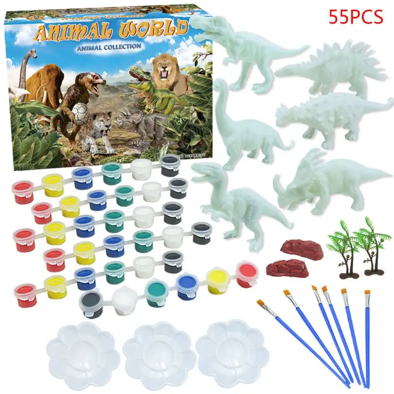 

55 шт./компл. DIY граффити динозавр модель 3D окрашенная ручная раскраска тираннозавр X5XE