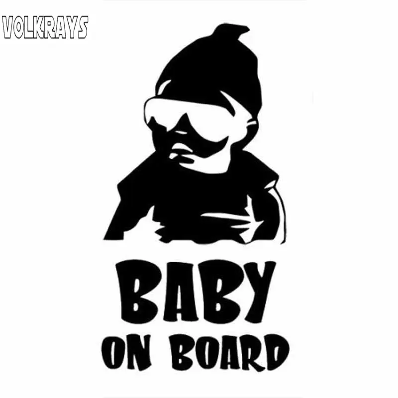 Volkrays Смешной наклейка на автомобиль "малыш на борту" аксессуары для мотоцикла, отражающий водонепроницаемую обложку из виниловых декалей в размере 17 см * 9 см.
