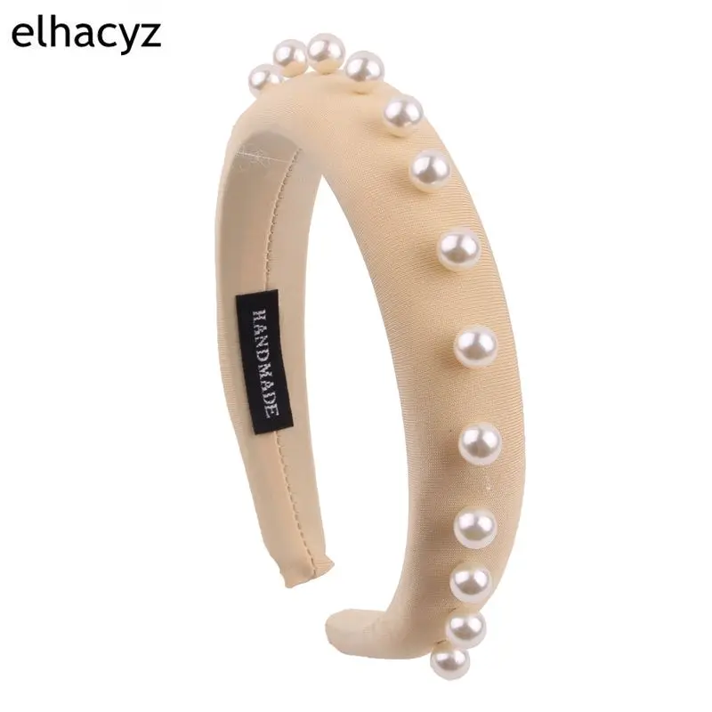 Ободок для волос с жемчугом Женский широкая элегантная повязка на голову