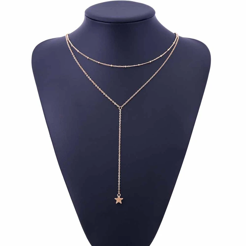 

2021 New Fashion Multilayer Five-pointed Star Pendant Necklace for Women Clavicle Chain Jewelry Girl Gift