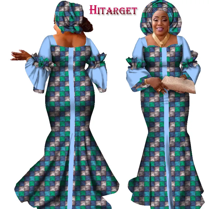 Женское платье с шарфом длинное в африканском стиле модель WY2347|african dresses for women|african