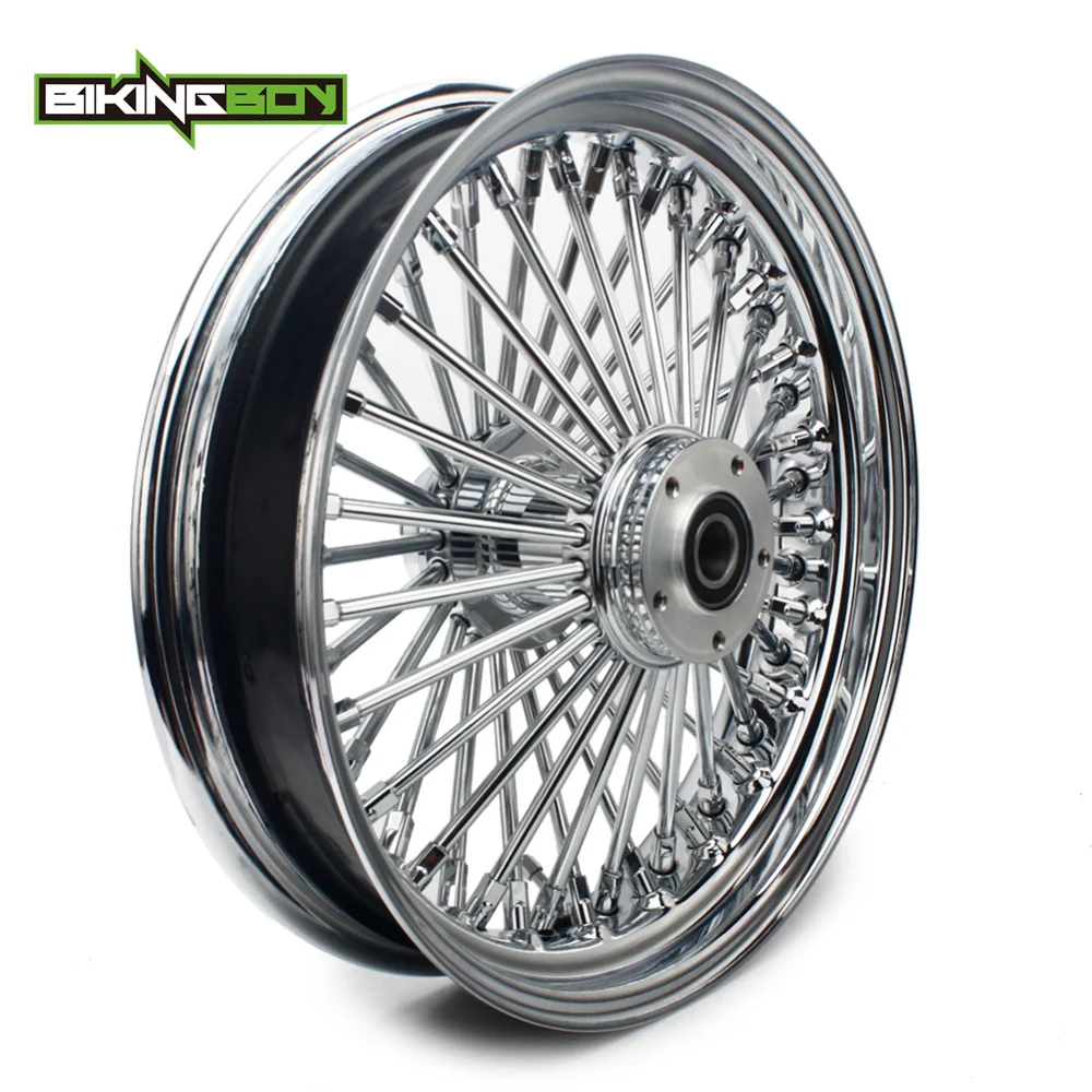 

BIKINGBOY 16"x 3.5" Front Wheel Rim Hub 48 Fat Spokes For Harley Sportster XL883 XL1200 Softail FXST FXSTC FLST FLSTC 2000-2007