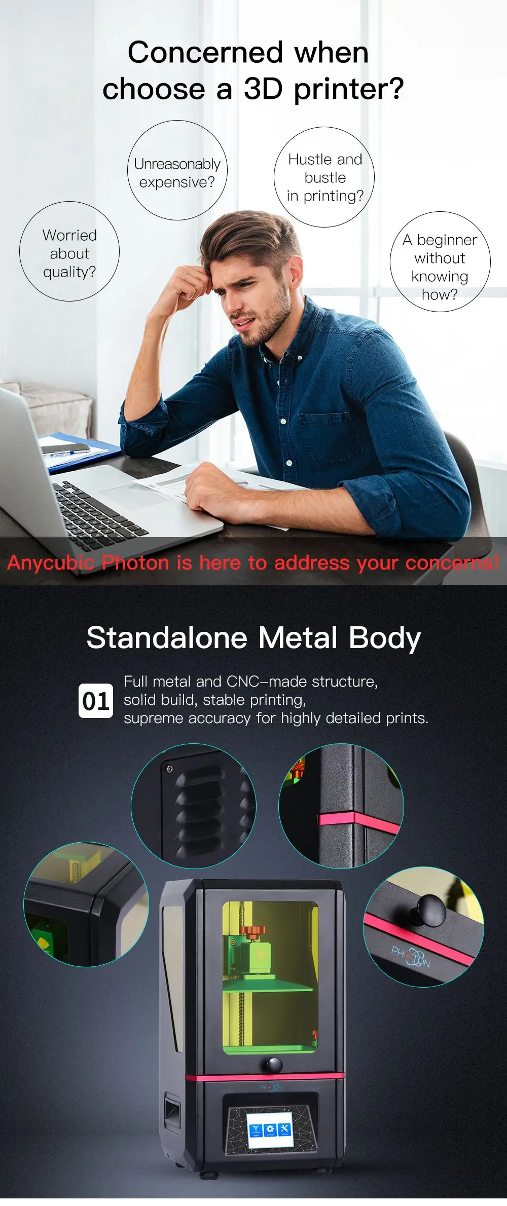 ANYCUBIC Фотон 3d принтер дешевый УФ светодиодный SLA/lcd assembb светодиодный Impresora 3D 2,8 ''цветной TFT экран 3d drucker imprimante