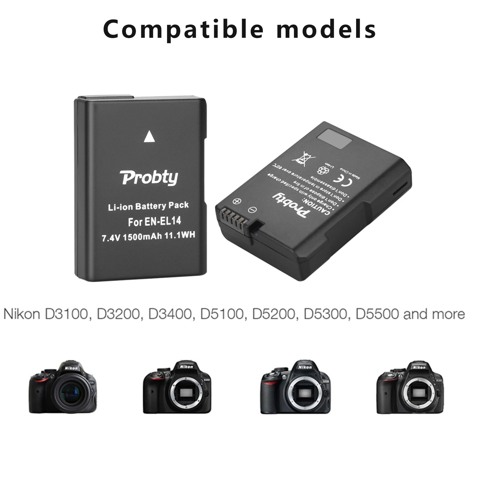 Probty EN-EL14 ENEL14 Перезаряжаемые Батарея для Nikon Coolpix P7000 P7100 P7700 P7800 D3100 D3200 D3300 D5100 D5200