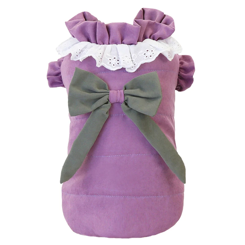 

2021 Cute Pet Clothing for Dog Garment Outfit Winter Puppy Small Dog Clothes Coat Vest Bowknot Pet Costume Apparel Dog Products