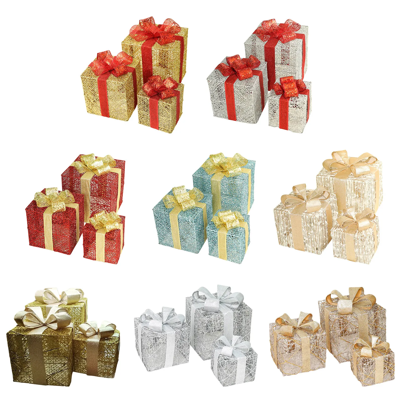 

Christmas Wrought Iron Gift Box Under Christmas Tree Stylish Warm White LED Gift Box Decoration Holiday Christmas Decoration