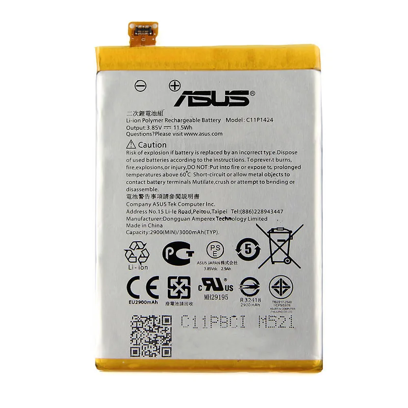 Оригинальный аккумулятор C11P1424 для Asus ZenFone 2 Z008D ZE551ML ZE550ML Z00AD ZenFone2 5 дюйма 3000