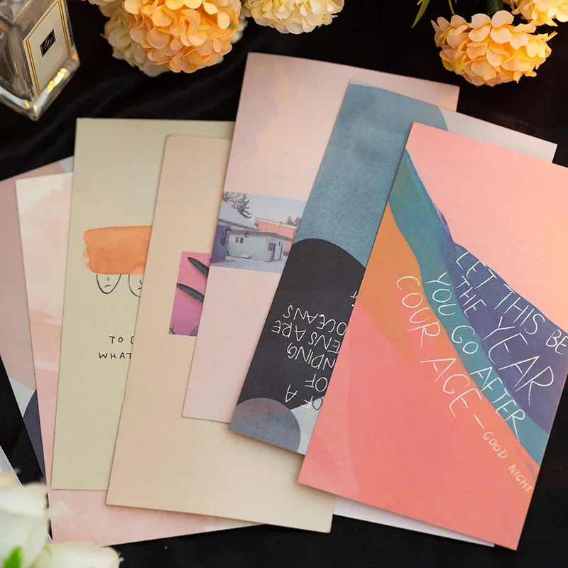 10pcs Creative Handbook Clean Message Scenery Mohamm Sulfuric Acid Envelope Notes Goodnight Series School Office Supply |