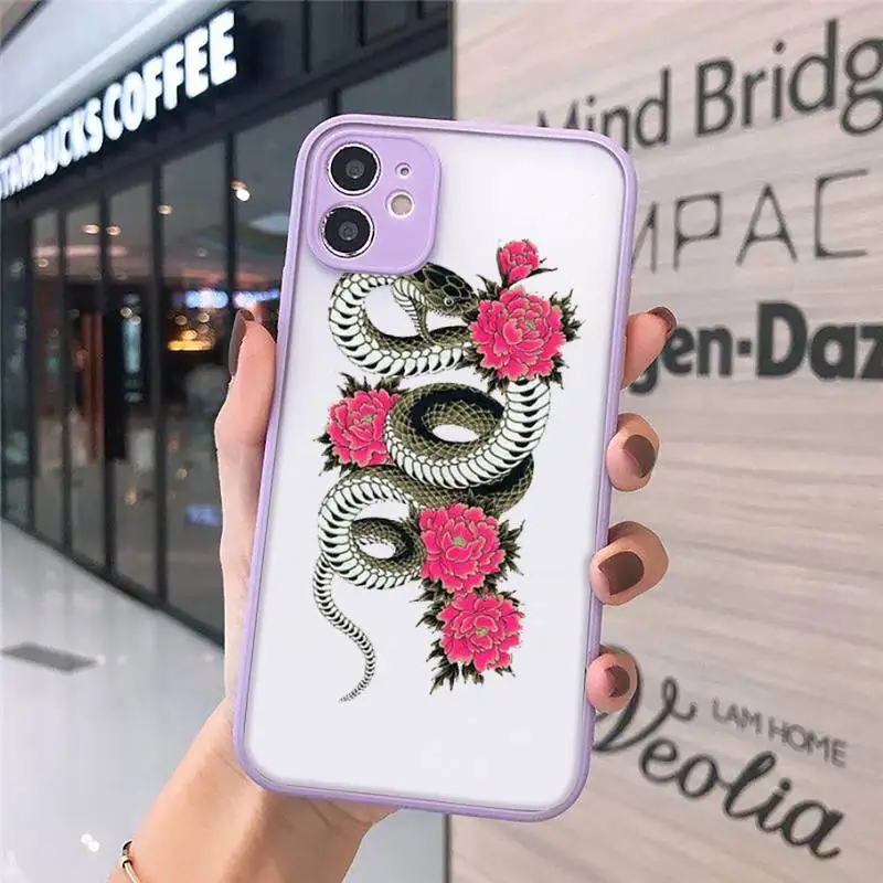 

Snake Flower art Painting luxury Phone Cases funda matte transparent For iphone 7 8 11 12 plus mini x xs xr pro max cover