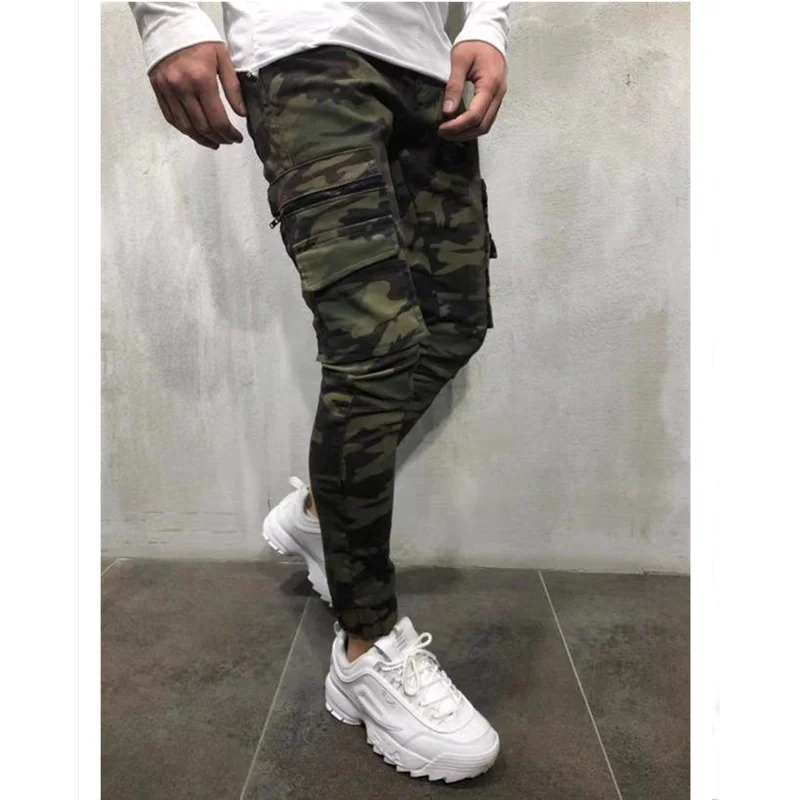 Джинсы мужские камуфляжные в стиле милитари брюки-карго с несколькими карманами