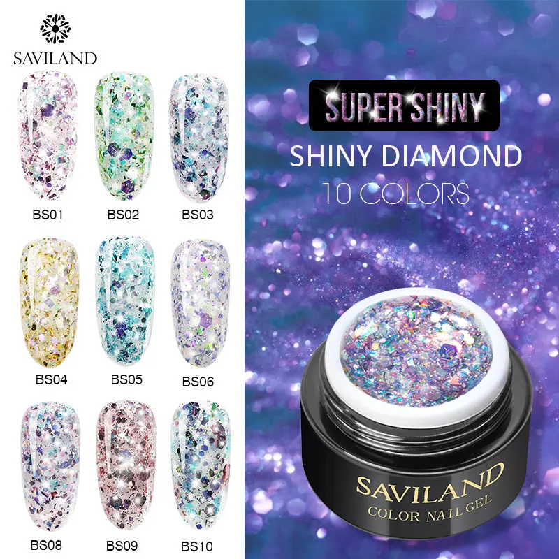 SAVILAND Блестящий Алмаз Сделай Сам Гель для маникюра блесток Звездная Платина