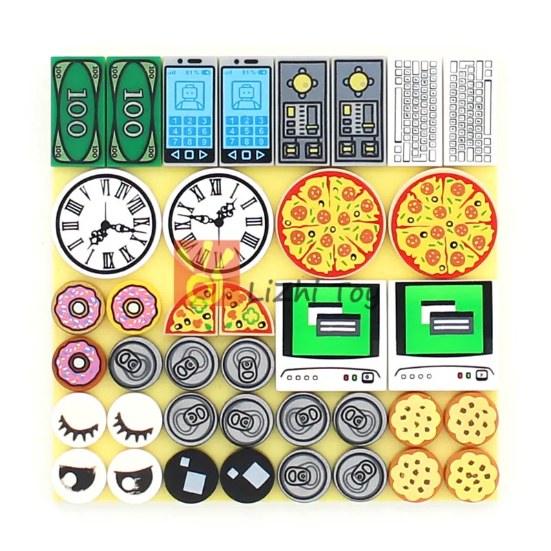 MOC Parts пицца печенье плитка 1x2 с контрольным экраном 3069 строительные блоки игрушки