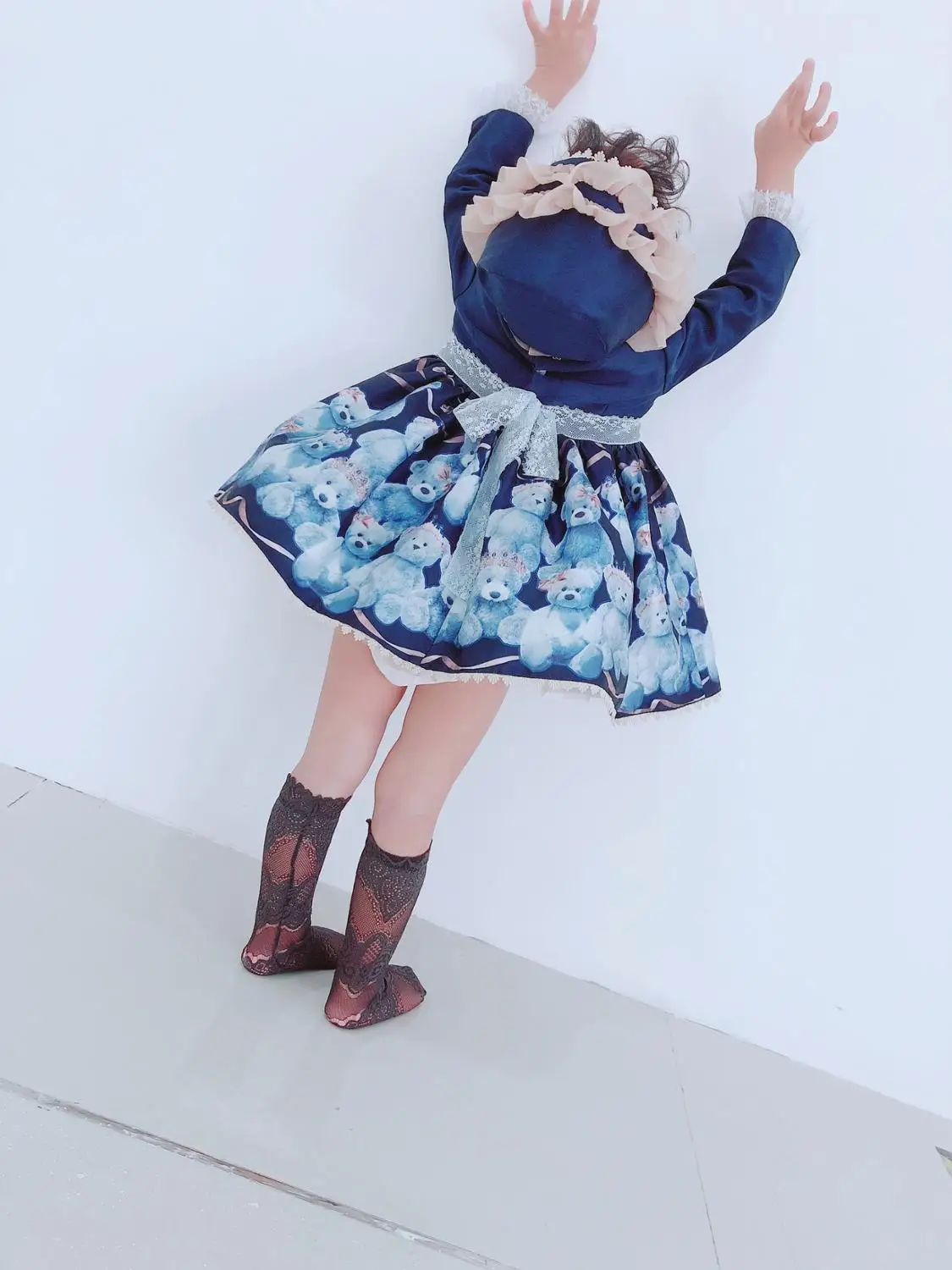 Платье для девочек в стиле ретро Сетчатое кружевное многослойное платье