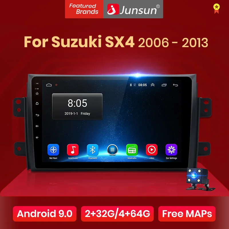 Автомагнитола Junsun 2 din + 32 ГБ Android 10 0 для Suzuki SX4 2008 2006 2011 2012 2013 Bluetooth GPS