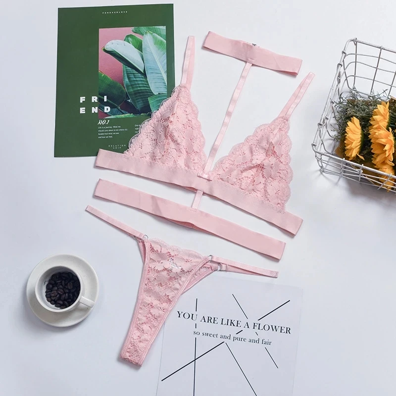 

Neon Lingerie Patchwork Babydoll Underwear Set Lace Lenceria Lingerie Set for Women 3 Piece Set Erotic Lingerie Bra Set