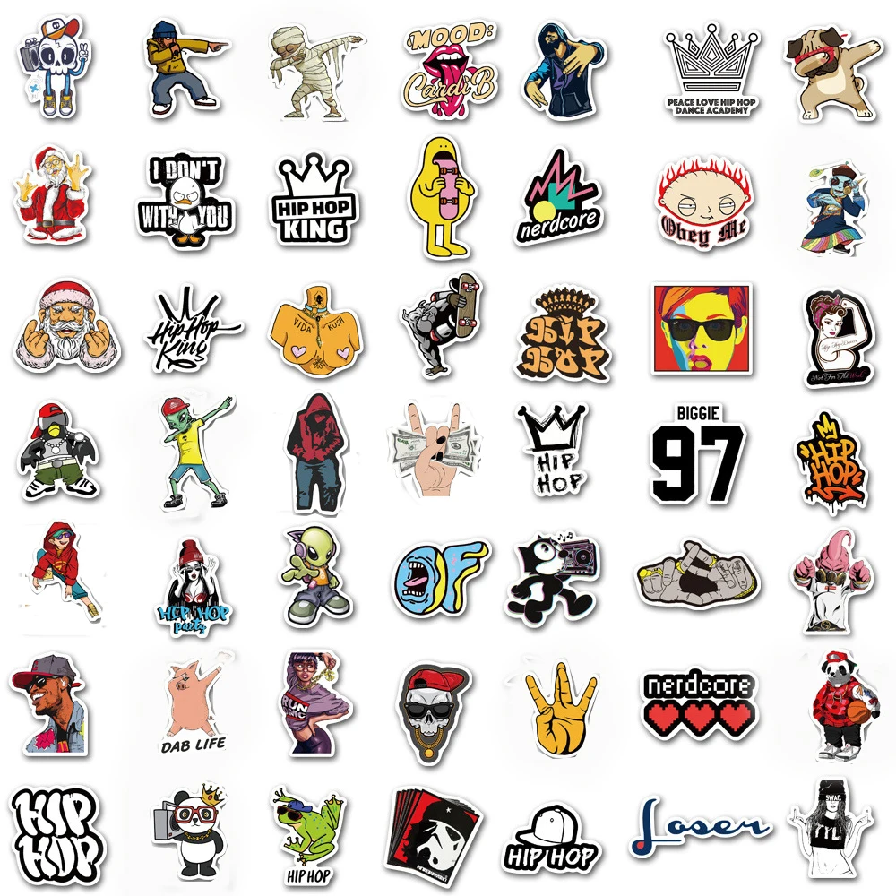 1050100pcs funny meme hip hop rock stickers aesthetic laptop phone skateboard waterproof graffiti decal sticker packs kid toy free global shipping