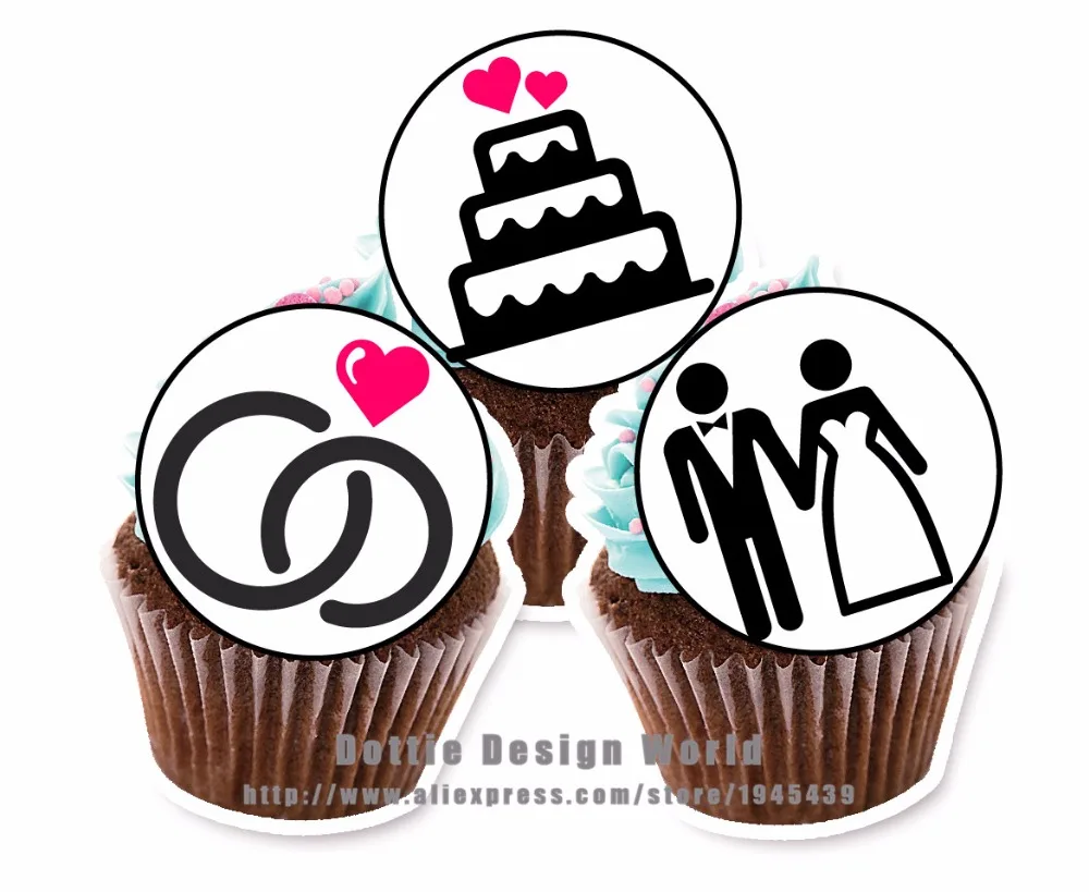 24 Свадебные съедобные топперы для торта вафли рисовая бумага украшения тортов