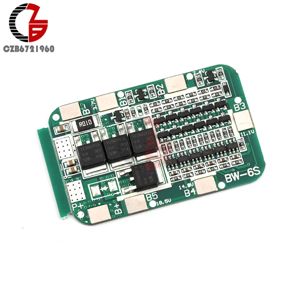 6S 15A BMS Защитная печатная плата для 6 упаковок литий-ионных батарей 18650 |
