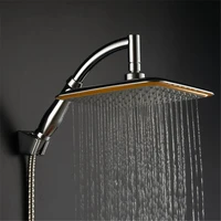 abs chrome 9 inch square thin rotatable top rain shower head wall mounted extension arm water saving pressurized shower for bath
