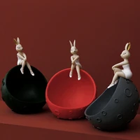 creative space bunny girl entrance key storage ornaments nordic living room decoration half moon model dried fruit tray