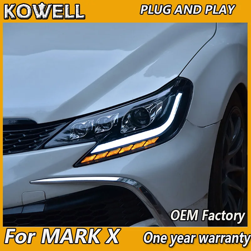 

Стайлинг автомобиля KOWELL, фары для Toyota Mark X 2013-2017, светодиодные фары Reiz, светодиодные фары DRL, все светодиодные аксессуары источника света