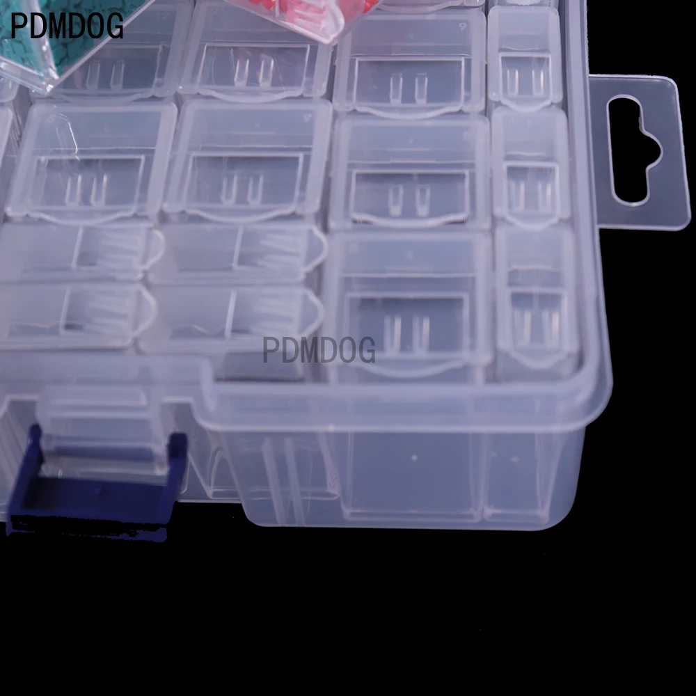 

PDMDOG 26/28 Lattice 5D Transparent Plastic Box Diamond Painting Tool Accessories Jewelry Bead Storage Container